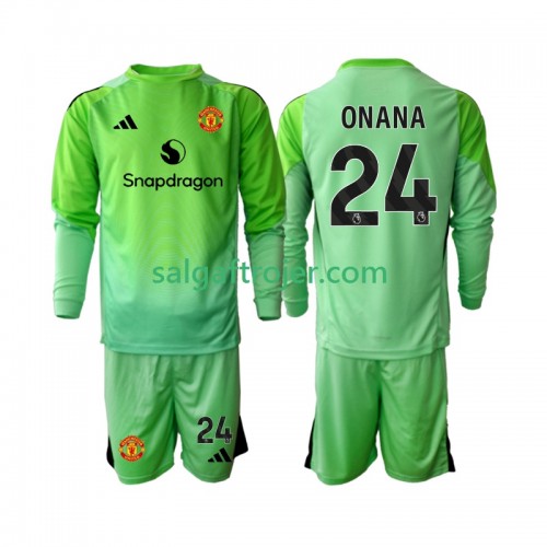 Manchester United Andre Onana 24 Fodboldtrøjer Målmand Børn 4. sæt 2025/26 Langærmet Manchester United Andre Onana 24 Fodboldtrøjer Målmand Børn 4. sæt 2025/26 Langærmet